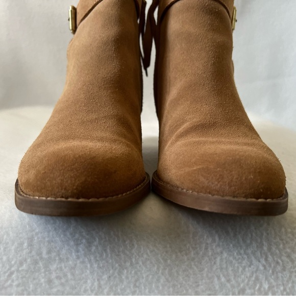 Sam Edelman Size 8 1/2M Caramel /Tan Suede Booties - Picture 10 of 16